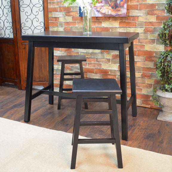 Contemporary Home Living Solid Rectangular Bar Table With Rubbed Edges - 42" - Antique Black