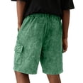 thumbnail image 4 of Men'S Vintage Wash Cotton Cargo Shorts Loose Fit Drawstring Waist Utility Shorts With Functional Pockets For Outdoor Hiking And Daily Activities Shorts,Green,XXXL, 4 of 4