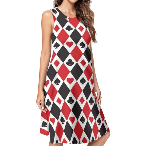 Gambling, Casino Gifts Spring Summer Dresses for Women Fashion T-shirt Dress Casual Sleeveless Loose Sundress with Pockets