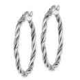 thumbnail image 4 of Diamond2Deal 925 Sterling Silver Rhodium-plated Antiqued 2x30mm Twisted Hoop Earrings for Women (L- 1.26 inch, W- 1.23 inch), 4 of 6