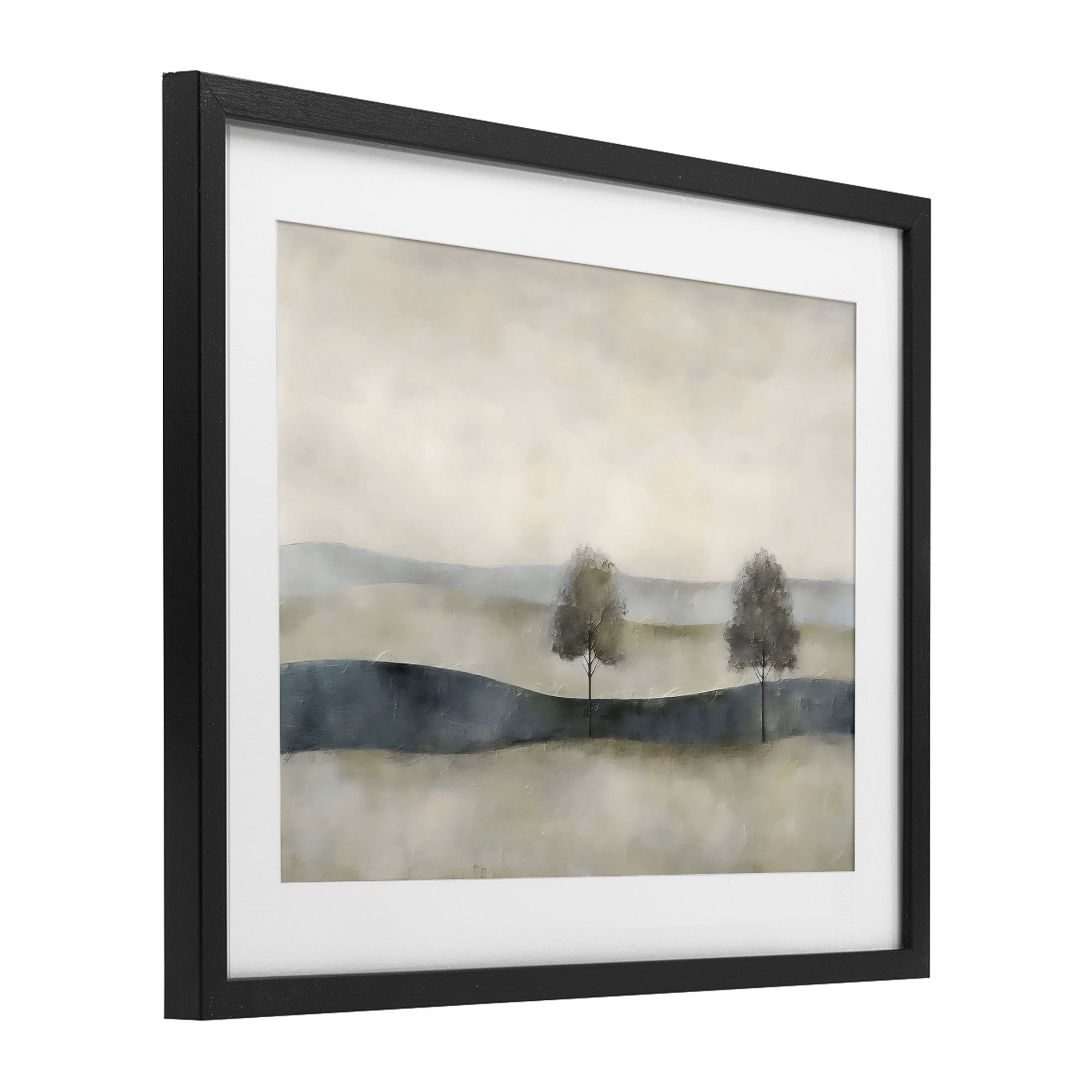 Stupell Industries Muted Horizon with Trees Black Framed Print Under Glass, design by Riley B
