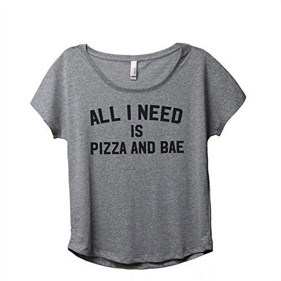 Thread Tank Pizza and BAE Women Slouchy Shirt Tee Heather Grey 2XL