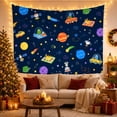 thumbnail image 3 of Alien Picnic on Colorful Planets, Whimsical Illustration for Kids, Outer Space Wall Decor, Birthday Gift Tapestry Wall Hanging for Bedroom and Nursery, 3 of 7