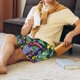 thumbnail image 5 of Balery Watercolor Cactuses Pantalones cortos de pijama de punto de algodón para hombre con cinturilla y bolsillos-Small, 5 of 6