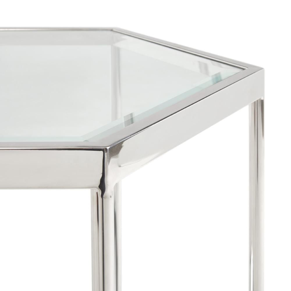 Home Gear Table de bout hexagonale argentée