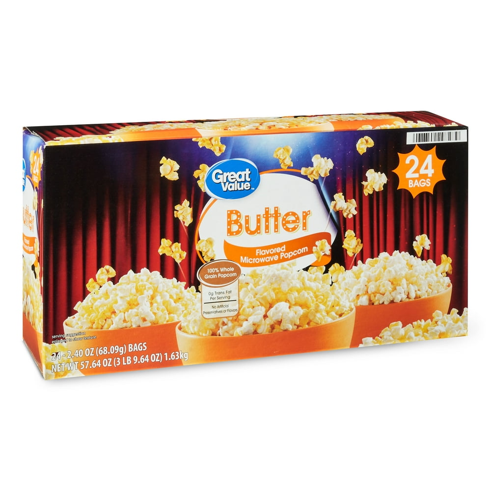 Great Value Butter Microwave Popcorn, 2.4 Oz, 24 Count