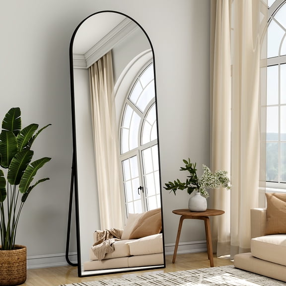 Easy4Home 59"x16" Arched Full Length Mirror Freestading Full Body Floor Mirror, Black