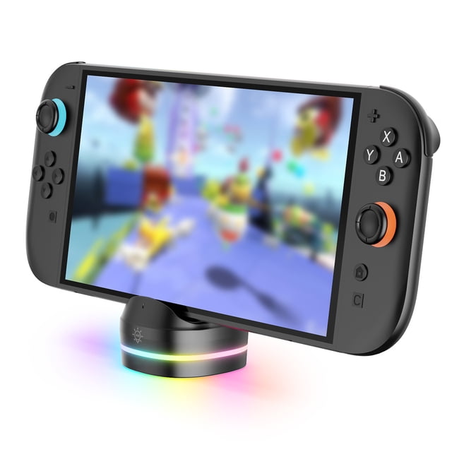 Base de carga compatible con Nintendo Switch 2: cargador portátil de una ranura con luz RGB