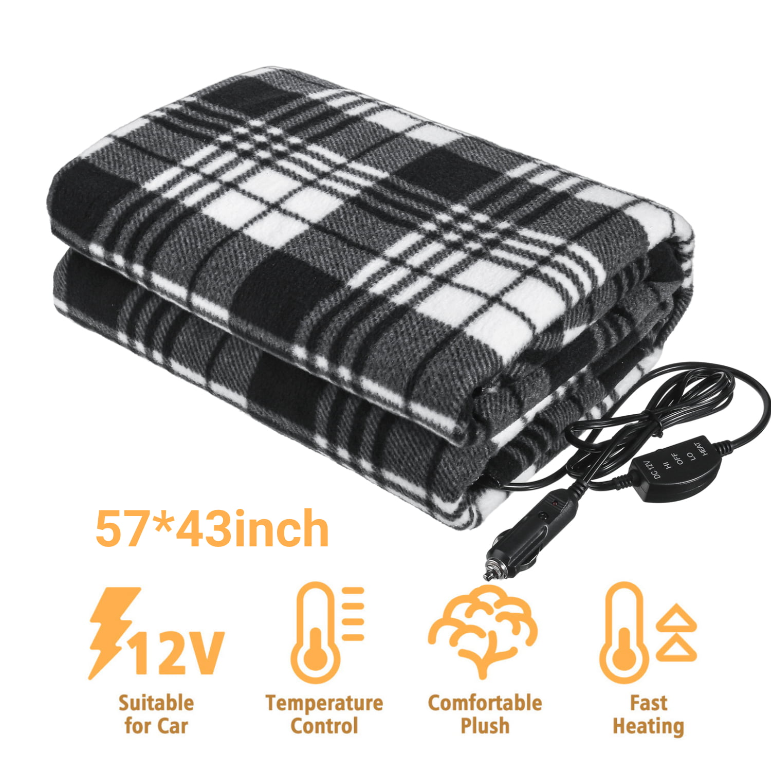 12V HEATED TRAVEL ELECTRIC BLANKET 8FT LEAD PVC BAG COLOUR HEADER EXTRA LARGE 