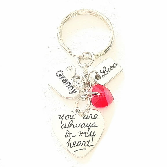 Granny Silver Charm Keychain You Are Always in My Heart Personalized Gift of Love