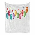 thumbnail image 1 of Retirement Party Soft Flannel Fleece Throw Blanket, Graphic Design Retirement Party Theme with Balloons and Stars, Cozy Plush for Indoor and Outdoor Use, 50" x 70", Multicolor, by Ambesonne, 1 of 6