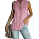 thumbnail image 4 of Luxtrada - Camiseta sin mangas para mujer, elegante, informal, fruncida, holgada, con botones, cuello alto, color liso, con volantes, talla grande, blusa de verano (rosa, M), 4 of 6