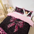 thumbnail image 3 of spefrowx Leopard Print Bow Print Twin Duvet Cover for Women, Black Pink Polkadot Twin Bedding, Pink Reversible, 2pcs, 1 Duvet Cover and 1 Pillowcase, 3 of 6