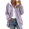 thumbnail image 1 of TQWQT Fleece Coats for Women  Faux Fur Jacket Coat Fuzzy Fleece Jacket Plus Size Zip Up Drawstring Sweatshirt Oversized Light Blue S, 1 of 6