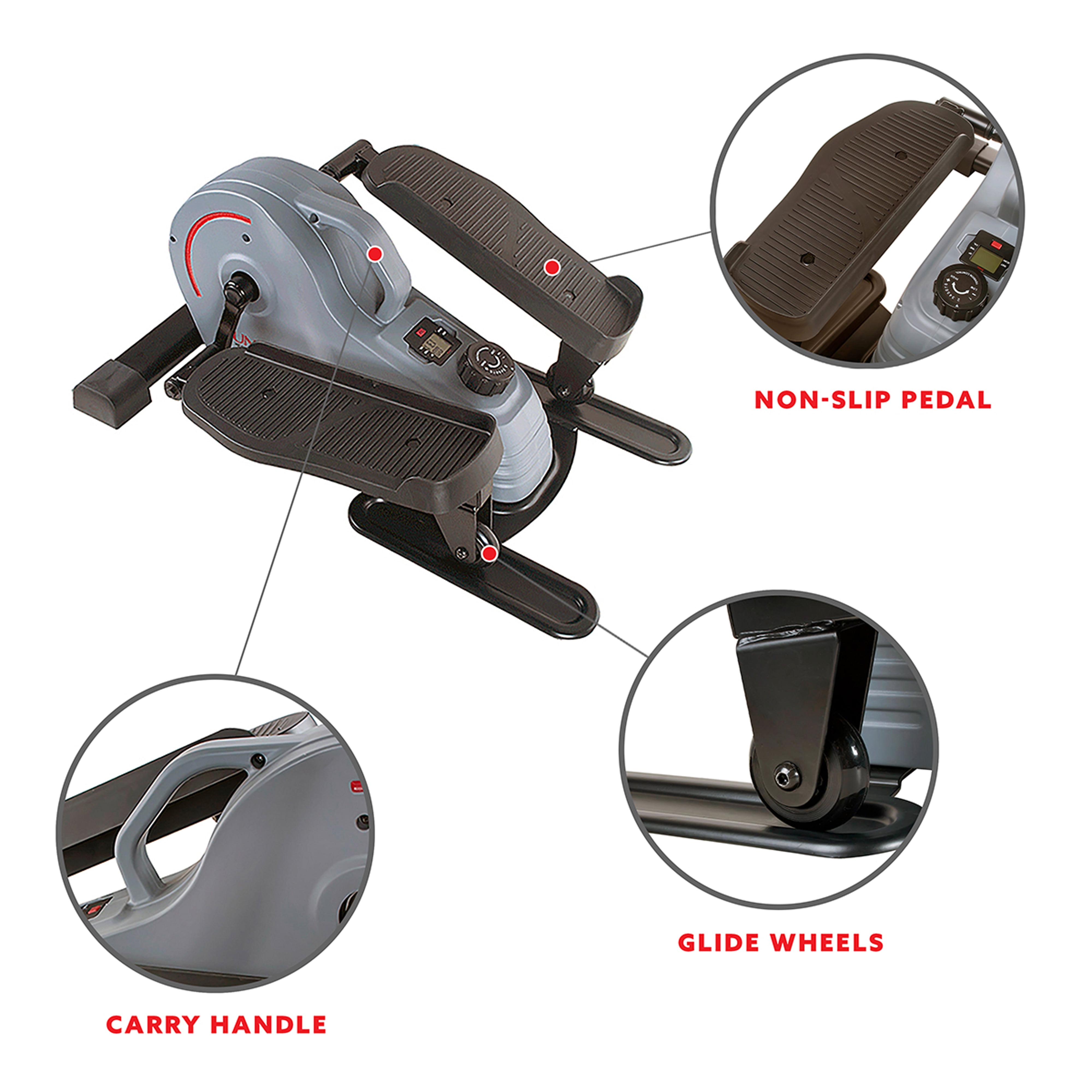 Sunny Health & Fitness Home Cardio Portable Stand-up Magnetic Elliptical Trainer Machine