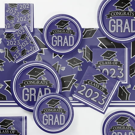 Creative Converting Purple 2023 Graduation Party Supplies Kit, Serves 18