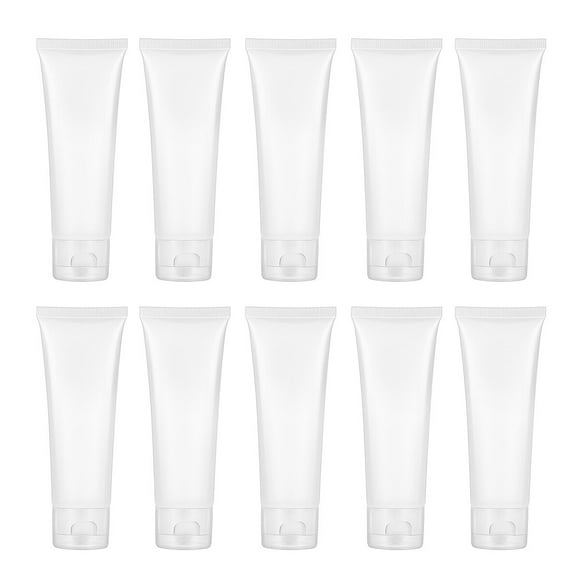 Vosarea - 10 botellas rellenables de 50 ml para viaje, con tapa abatible, para champú, limpiador facial, tónico, crema de manos y loción corporal.