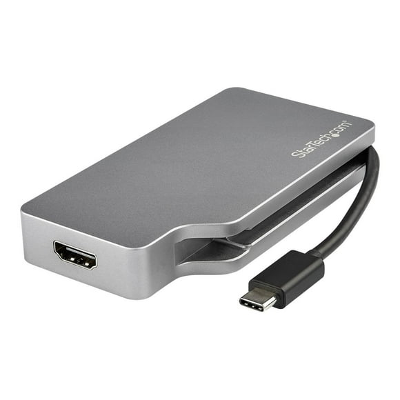 StarTech.com USB C Multiport Video Adapter with HDMI, VGA, Mini DisplayPort or DVI, USB Type C Monitor Adapter to HDMI 1.4 or mDP 1.2 (4K), VGA or DVI (1080p), Space Gray Aluminum Adapter - 4-in-1 USB-C Converter (CDPVDHDMDPSG) - External video adapter - USB-C - HDMI, DVI, Mini DisplayPort, VGA - space gray