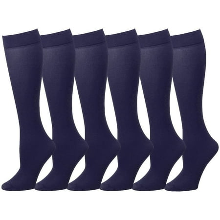

Falari 6-Pack Women Trouser Socks with Comfort Band Stretchy Spandex Opaque Knee High - Navy