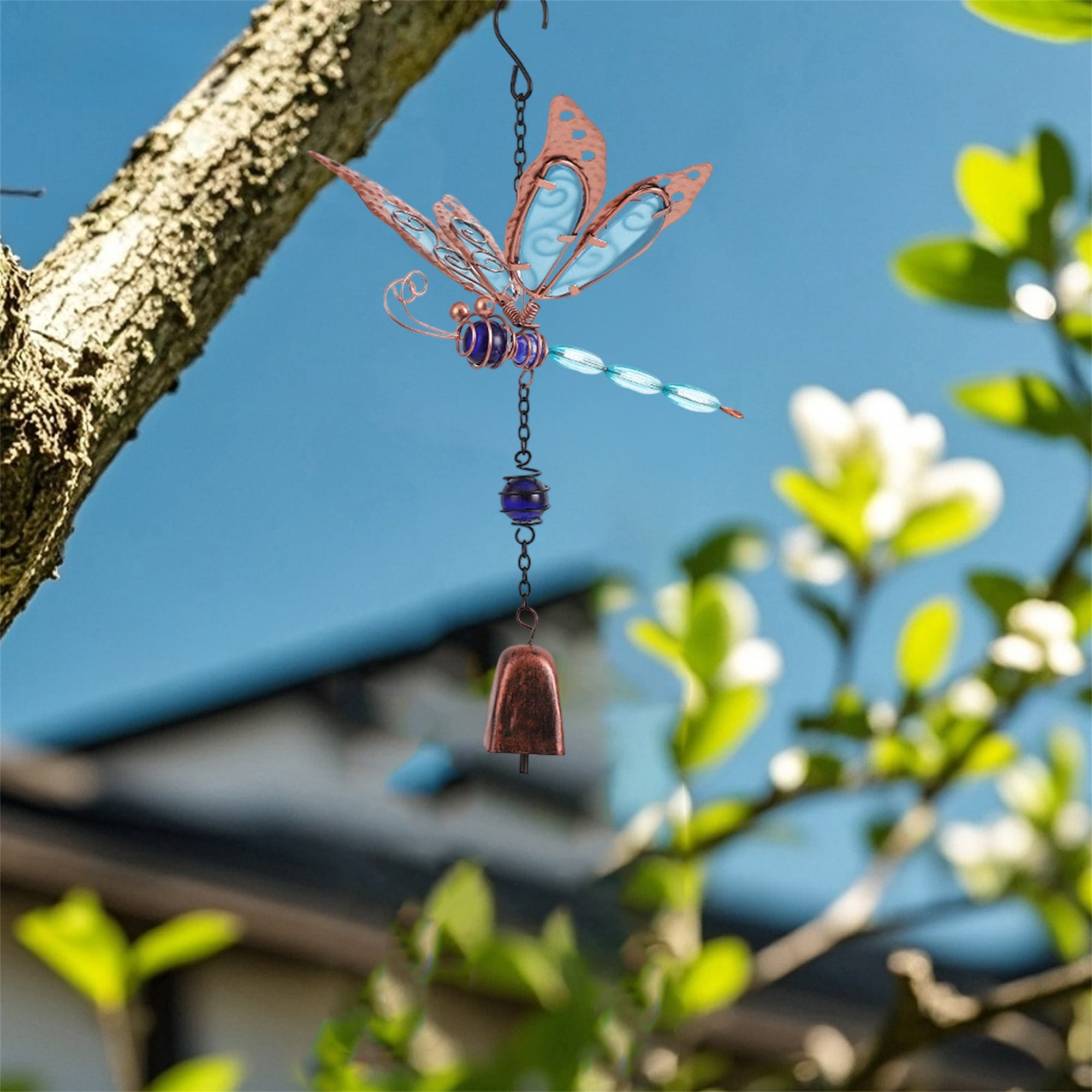 nvzhuang Solar Dragonfly Wind Chimes for Outside Creative Wind Spinners Hanging Decor for Home Garden Patio