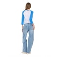 thumbnail image 5 of Forever 21 Women's Blue & White NYC Varsity Raglan Crew Neck 3/4 Sleeve Top, for Casual Everyday Style, S, 5 of 6