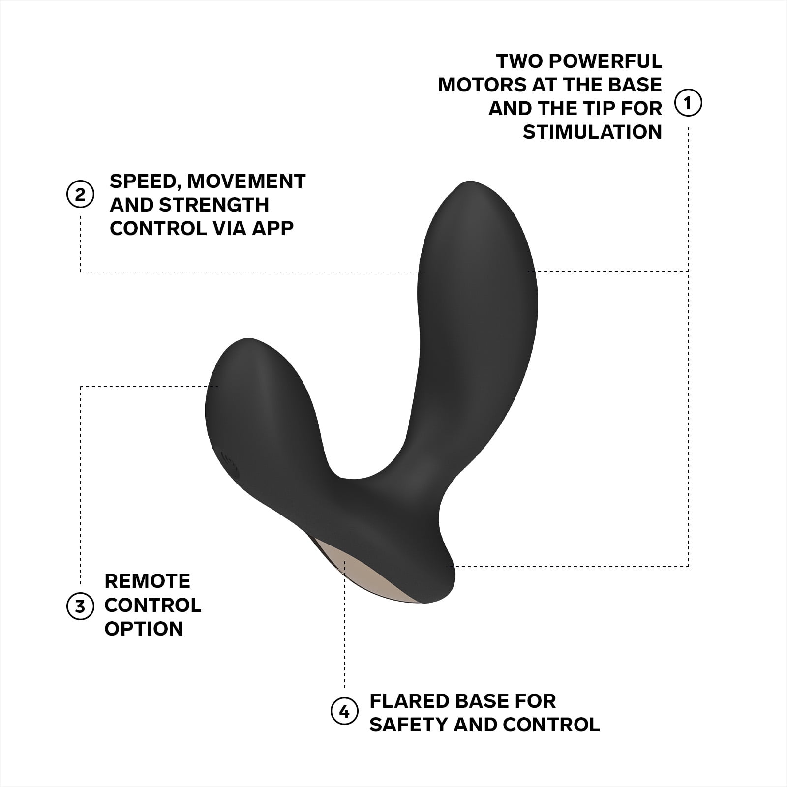LELO HUGO 2 Prostate Massager App Connected Silicone Anal Vibrator for Men, Black