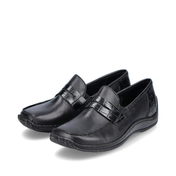 Rieker Women's L1752-00 Celia Black Elasticated Slip-On Loafers, Size EU 40