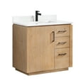 thumbnail image 2 of Vinnova San 36" Single Sink Wood Bath Vanity with Grain Stone in Brown/White, 2 of 16