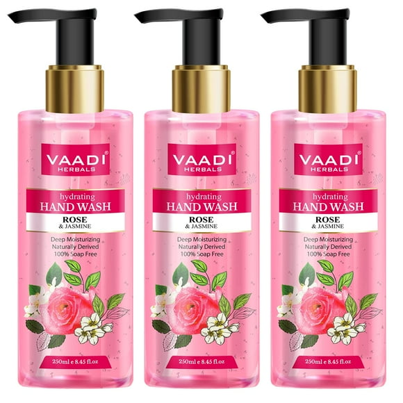 Vaadi Herbals Hydrating Rose And Jasmine Hand Wash - 250 Ml (Pack Of 3)