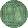 thumbnail image 1 of Ahgly Company Machine Washable Indoor Round Southwestern Turquoise Blue Country Area Rugs, 4' Round, 1 of 4
