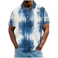 thumbnail image 2 of SGFCWSX Mens Short Sleeve Polo Shirt, Men Classic Button Placket Collar Tie-Dye Comfortable Casual Golf Shirts Dark Blue Size L, 2 of 5