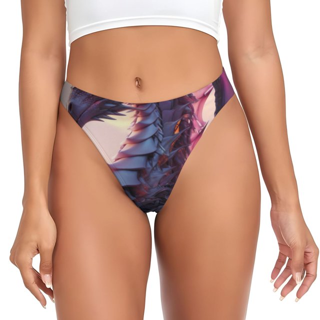 Fotbe Dragon Tanga Sin Costuras para Mujer con Estampado – Panties Invisibles, Transpirables y Cómodos para Uso Diario-Medium