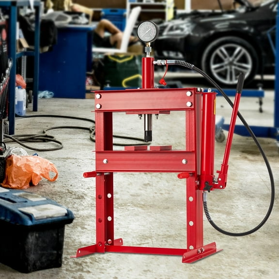AOILE Hydraulic Shop Press, Heavy-Duty Adjustable h-Frame Garage Floor Shop Bearing Press with Stamping Plates to Straighten Bend or Press Parts, for Straightening/Automotive Repair/Garage Use