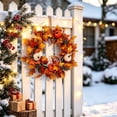 thumbnail image 2 of 18.11 inch Fall Wreaths for Front Door Outside,Autumn Wreath for Home Decoration,Fall Door Wreaths with Pumpkins Berries Maple Leaves for Thanksgiving Halloween Decorations Home Fall Decor,Z0-Orange, 2 of 9