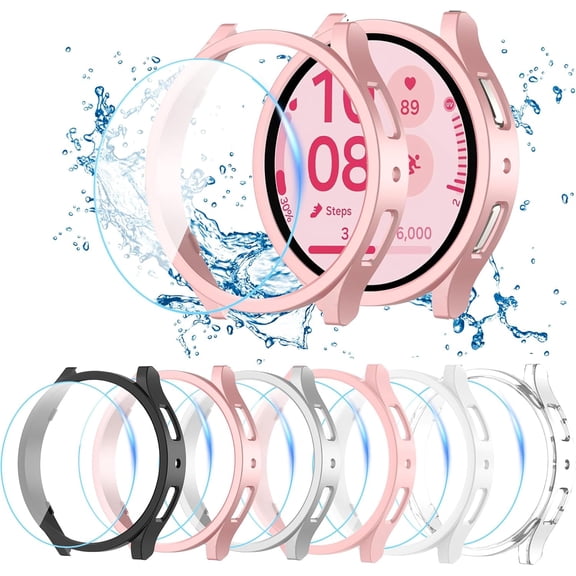 XIHAMA 6 Pack for Samsung Galaxy Watch 7/6/5/4/FE Screen Protector 40mm 44mm, HD Anti-fog Tempered Glass Film and Waterproof Hard PC Bumper Cover for Galaxy Watch 7 44mm 40mm