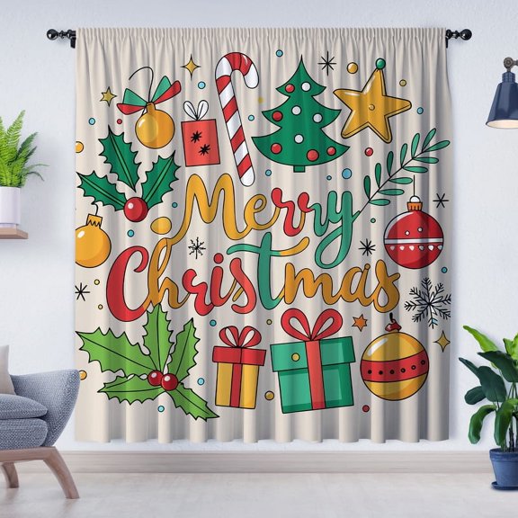 Modern Simple Style Curtains, Christmas Curtains, Blackout Curtains Suitable for Room Bedroom Decoration, Christmas Gifts(Rod pocket)