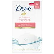 (2 pack) (2 pack) Dove Micellar Anti-Stress Beauty Bar, 4 oz, 6 Bar