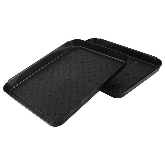 WEUVEB Extra Large Black Plastic Drip Tray 33.5 x 15.5 inches Low Profile Thin Design for Outdoor Shoe Storage and Boot Drying