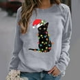 thumbnail image 2 of Womens Long Sleeve Christmas Hoodies Cat Print Hooded Sweatshirt Xmas Holiday Casual Fall Pullover Sweater Winter Clothes, 2 of 5