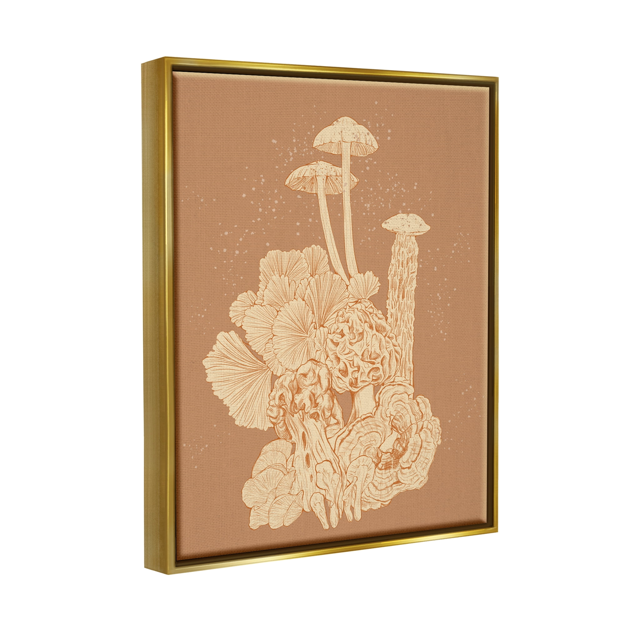 Stupell Industries Woodland Nature Varied Mushrooms Botanical & Floral Painting Gold Floater Framed Art Print Wall Art