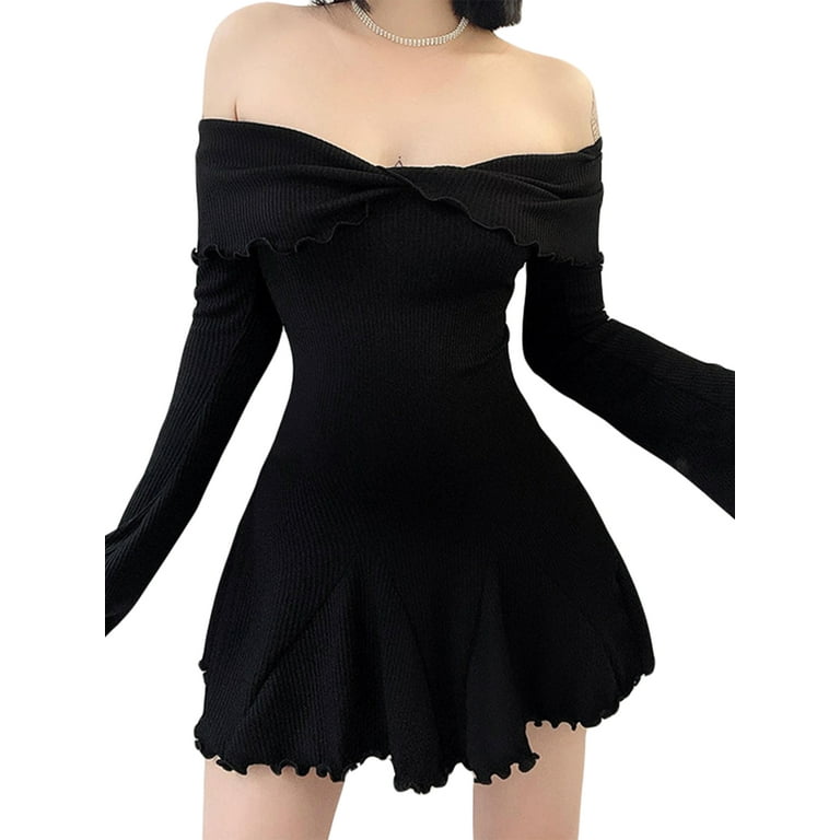 Sexy Slash Neck Short Sleeves Bodycon Dress