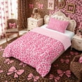 thumbnail image 2 of Meiyoeat Pastel Leopard Print Twin Comforter Sets 2pcs, Pink Cheetah Print Bedding Set, Light Pink,Pink Reversible, 2 of 6