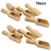 Gerich 10 Pcs Small Little Mini Wooden Scoop Honey Coffee Condiment Bath Salt Sugar Spoon