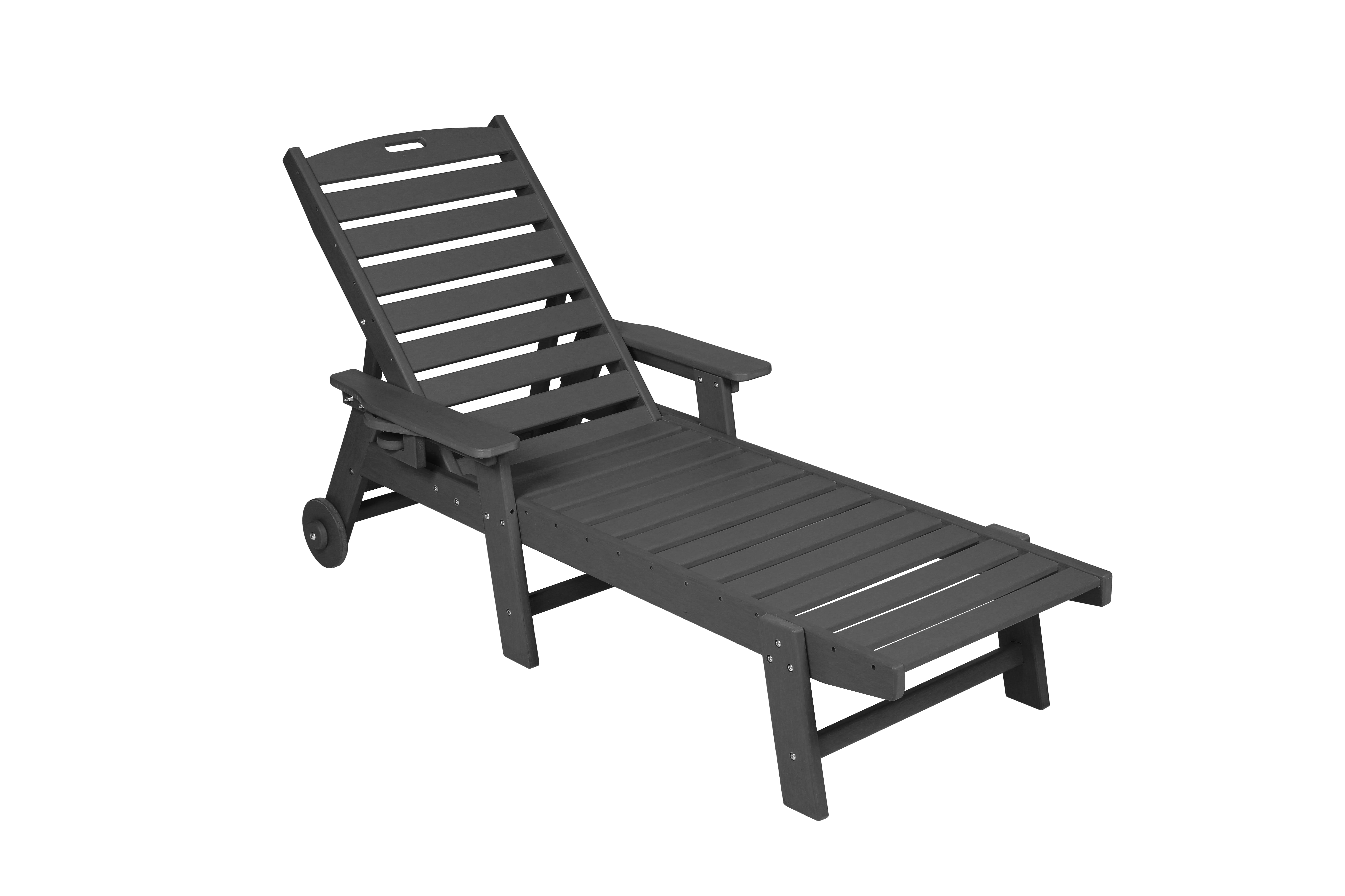 3 Piece Lounge Chair Set, 5 Position Adjustable Oversized Chaise Lounge with Side Table for Patio Poolside, Black