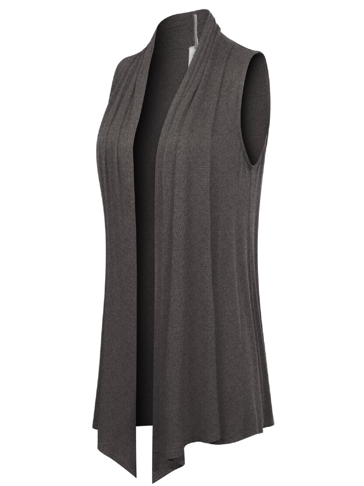 Made by Olivia Women's [Made in USA] Open Front Draped Waterfall Sleeveless  Shawl Cardigan Vest (S-3XL) - Walmart.com