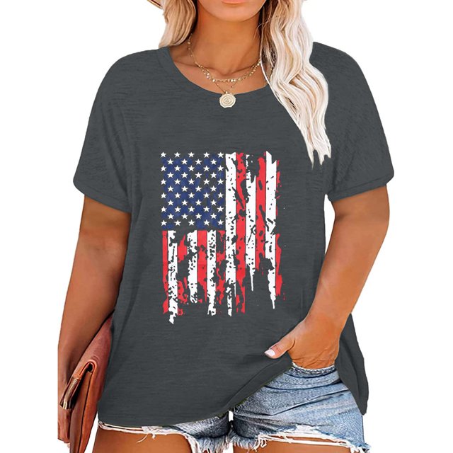 Fiudx Ropa de Mujer Moda Mujer Cuello Redondo Verano Manga Corta Blusa Camiseta Casual Impresión Tops