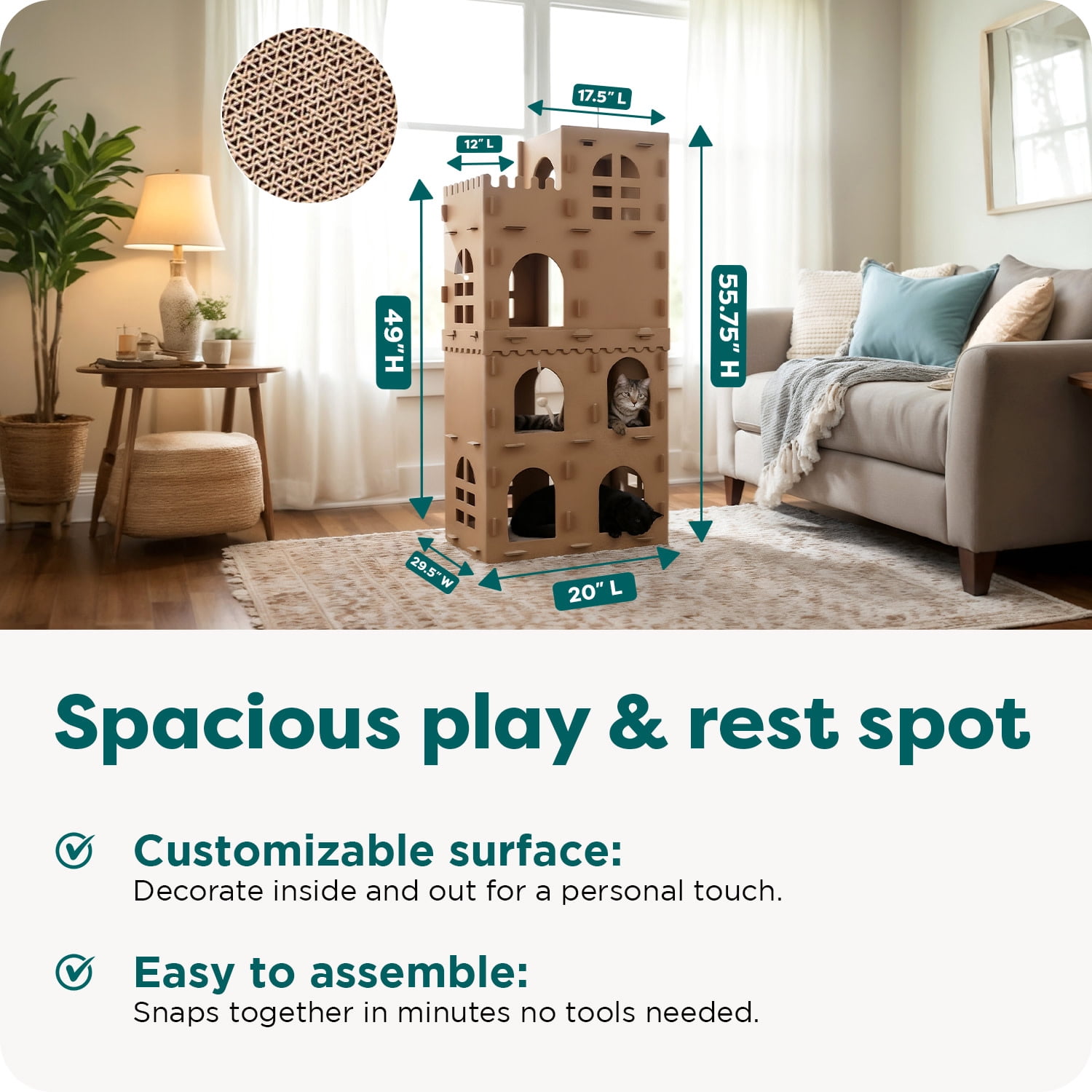 FH High Castle Tower Corrugated Cat Scratcher