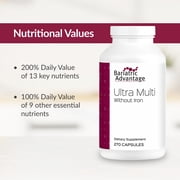 Bariatric Advantage Ultra Multi Without Iron - High Potency Multivitamin - For Bariatric Surgery Patients - Bariatric Multivitamin Capsule - With Calcium, Vitamin C & More - 270 Capsules