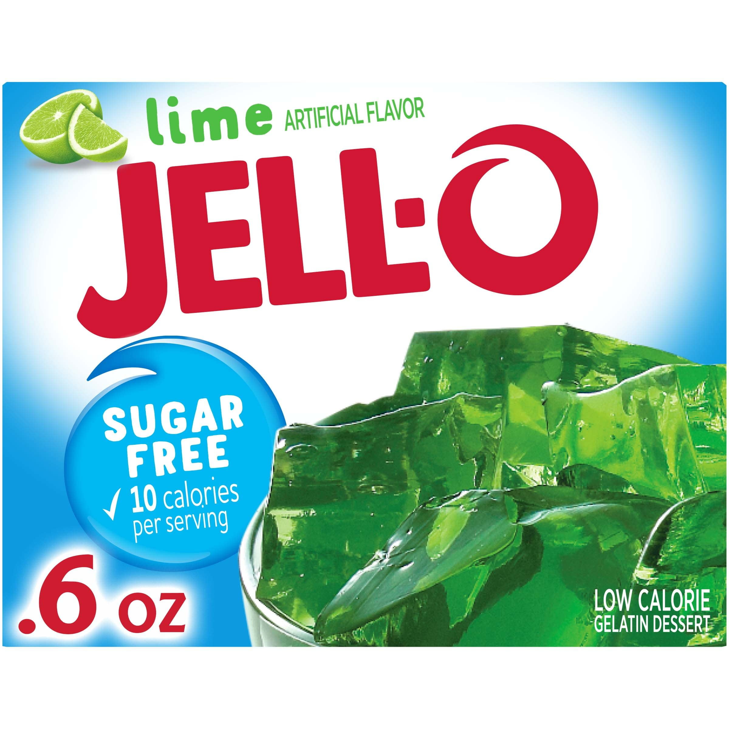 Jell O Lime Sugar Free Gelatin Dessert Mix 0 6 Oz Box Walmart Com