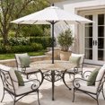 thumbnail image 2 of Round Outdoor Tablecloth with Umbrella Hole and Zipper, Brown Palm Leaf Tablecloth with Elastic Waterproof, Summer Coastal Botanical Tropical Patio Table Covers for 36" - 44" Picnic Pool Tables, 2 of 9
